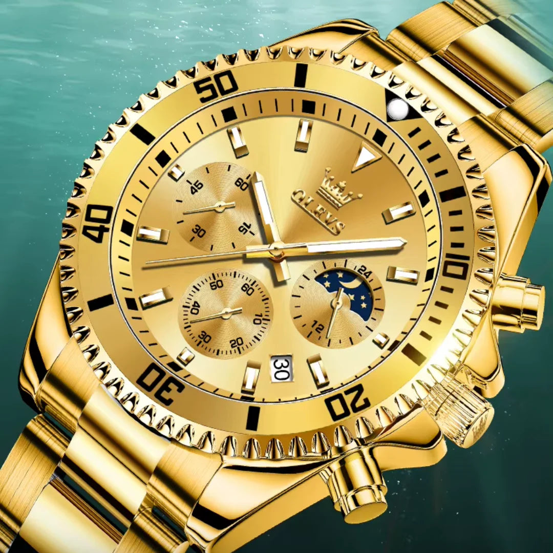 RELOJ OLEVS ORO LUXURY - LUNA DE ZAFIRO - 60%OFF POR POCAS HORAS